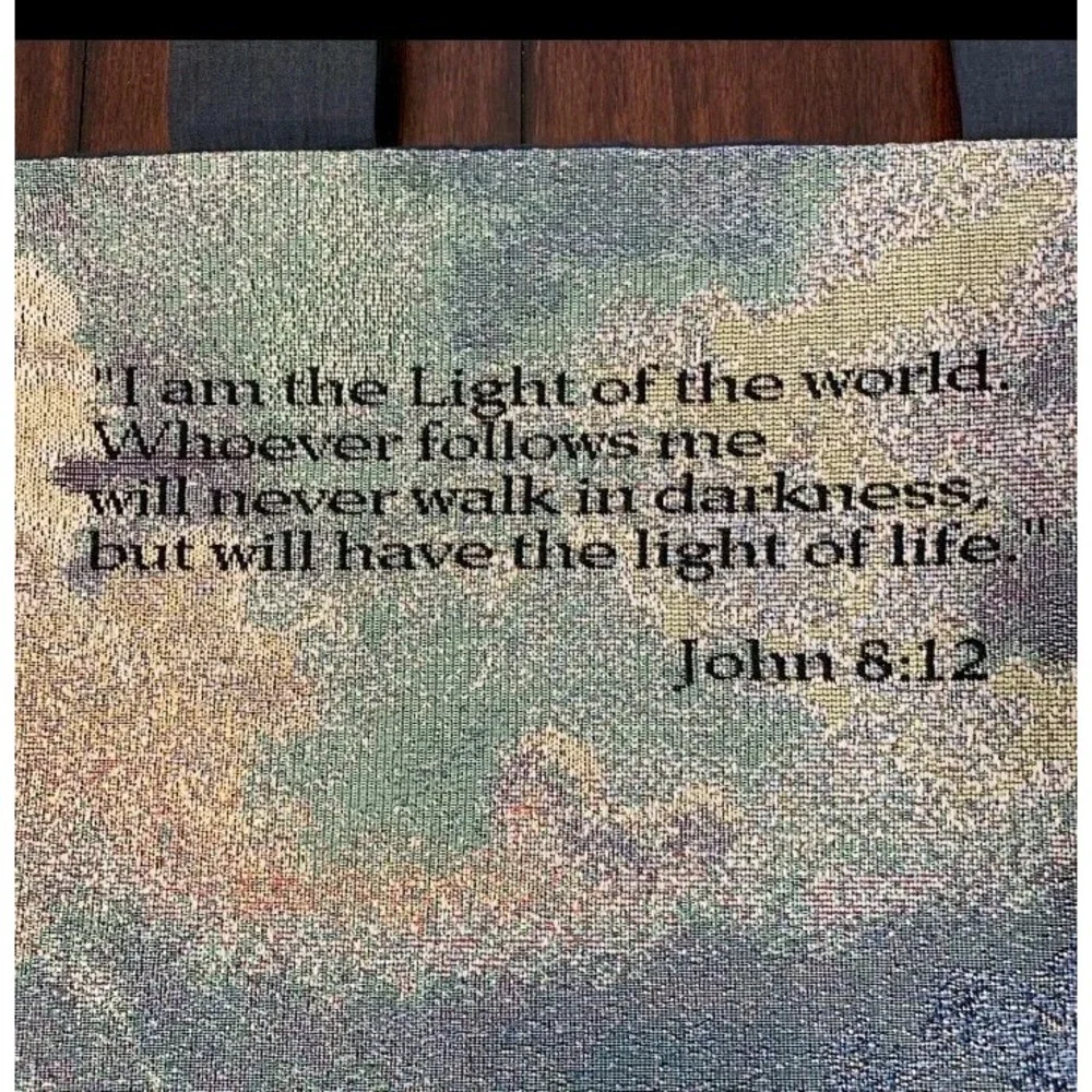 Beautiful Thomas Kinkade Tapestry 33x 26 A Light In The Storm John 8: 12. No Rod